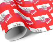 Papier Cadeau Pologne Papier à envelopper, Drapeau polonais patr (Coin rond)
