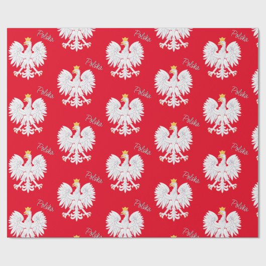 Papier Cadeau Pologne Papier rouge à envelopper, Aigle polonais, (Plat)