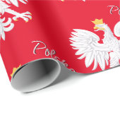 Papier Cadeau Pologne Papier rouge à envelopper, Aigle polonais, (Coin rond)