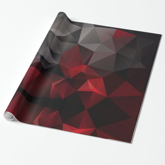Papier Cadeau Polygonal, noir et rouge (Déroulé)