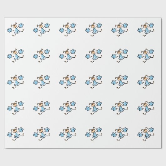 Papier Cadeau Pom-pom girl Bleu Bébé (Plat)