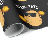 Papier Cadeau Pom-tato Funny Pun de pomme de terre Dark BG (Coin rond)