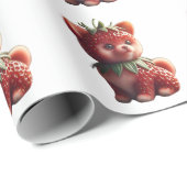 Papier Cadeau Pomeranian aux fraises (Coin rond)