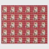 Papier Cadeau Pomeranian Dog Holiday Plaid Christmas (Plat)