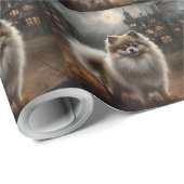 Papier Cadeau Pomeranian Halloween Épouvantable (Coin rond)