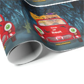 Papier Cadeau Poméranie Chien voiture voiture effrayant Hallowee (Coin rond)