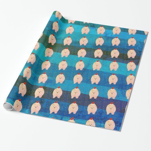 Papier Cadeau Poméranie Noël Joyeux Fêtes (Déroulé)