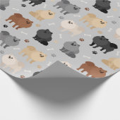 Papier Cadeau Poméranie Paw-prints et os de chien (Coin)