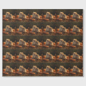 Papier Cadeau Poméranien Chiot Automne Citrouille délice (Plat)