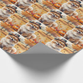 Papier Cadeau Poméranien L'Automne Feuilles L'Art Thanksgiving (Coin)