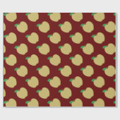 Papier Cadeau Pomme d'or en rouge (Plat)