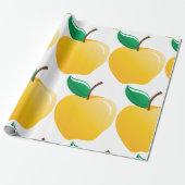 Papier Cadeau Pomme dorée Fruit jaune brillant (Déroulé)