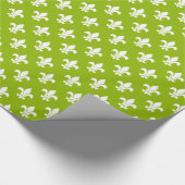 Papier Cadeau Pomme Vert Blanc Fleur de Lis Motif (Coin)