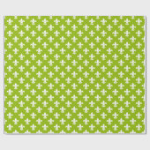 Papier Cadeau Pomme Vert Blanc Fleur de Lis Motif (Plat)