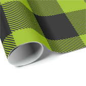 Papier Cadeau Pomme vert noir grand bison Plaid (Coin rond)