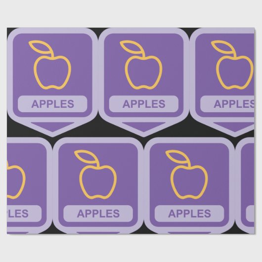 Papier Cadeau Pomme violette Badge Conception Fruit Lover (Plat)