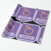 Papier Cadeau Pomme violette Badge Conception Fruit Lover (Déroulé)