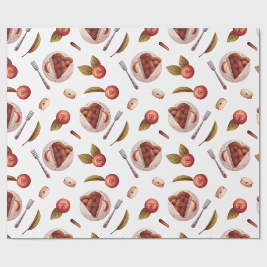 Papier Cadeau Pommes et tranches de tarte aux pommes (Plat)