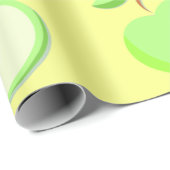 Papier Cadeau Pommes motif vectoriel vert (Coin rond)