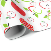 Papier Cadeau Pommes rouges et vertes (Coin rond)