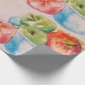 Papier Cadeau Pommes rouges et vertes - Aquarelle (Coin)