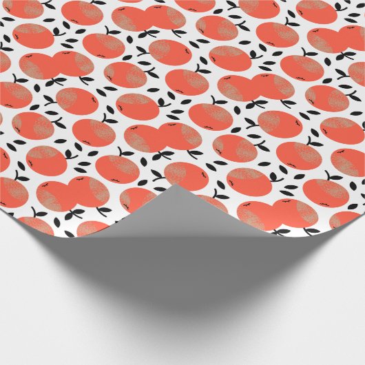 Papier Cadeau Pommes rouges : Motif texturé doré. (Coin)