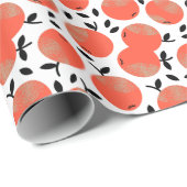 Papier Cadeau Pommes rouges : Motif texturé doré. (Coin rond)