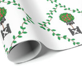 Papier Cadeau Pommier Topiaire Vin Vin Rouge Black Wrapper Pa (Coin rond)