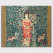 PAPIER CADEAU POMONA TENANT DES FRUITS EN VERDURE, ANIMAUX FORES (Plat)