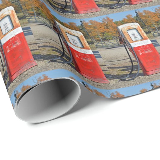 Papier Cadeau Pompe à essence Rusty Retro (Coin rond)