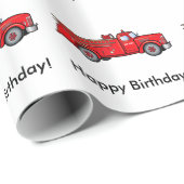 Papier Cadeau Pompe à incendie classique : Joyeux anniversaire ! (Coin rond)