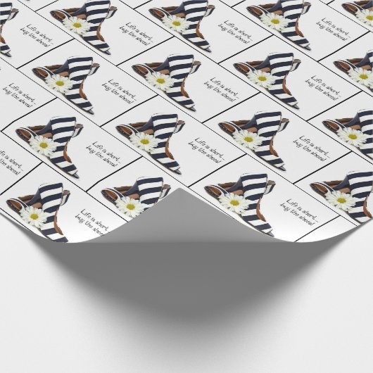 Papier Cadeau Pompes À Rayures Avec Souris (Coin)