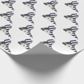 Papier Cadeau pompes rayées noires et blanches avec marguerite (Coin)