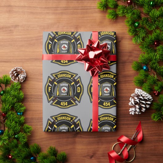 Papier Cadeau Pompier AJOUTER LE NOM L'équipe de Secourt du serv (Cadeau de vacances)