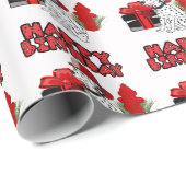 Papier Cadeau Pompier Chien Dalmatien Hydrant d'incendie Anniver (Coin rond)