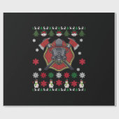 Papier Cadeau Pompier Drôle Noël Joli Amour Dons (Plat)