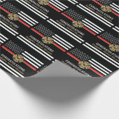 Papier Cadeau Pompier Fire Academy Red Line Drapeau Graduation (Coin)