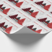Papier Cadeau Pompier Noël Red Line Plaid Parties scintillant Ar (Coin)
