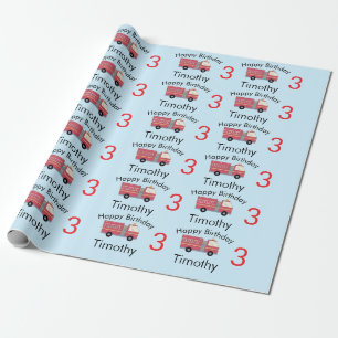 Papier Cadeau Pompier rouge Alarme Camion Fournitures d'annivers