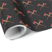 Papier Cadeau Pompier Secouru traversé Axes Fireman Cadeau (Coin rond)