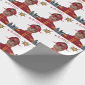 Papier Cadeau Pompiers garçons visage dans trou photo Anniversai (Coin)