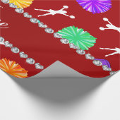 Papier Cadeau Pompons cheerleading rouges nommés faits sur (Coin)