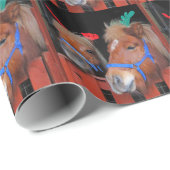 Papier Cadeau Poneys de Noël (Coin rond)