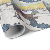 Papier Cadeau Pont couvert de cabine de rondin (Coin rond)