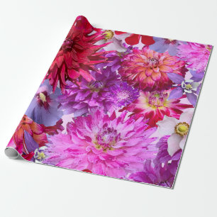 Papier Cadeau Pont de fleurs - grand format, fleurs roses,