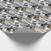 Papier Cadeau Pony et lapin de Noël avec une pomme (Coin)