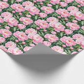 Papier Cadeau Pony rose fleurit sur un Arrière - plan feuillu (Coin)