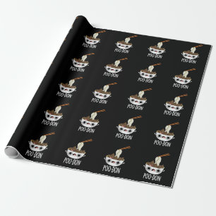 Papier Cadeau Poo-don Funny Udon Pun Fond sombre