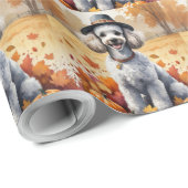 Papier Cadeau Poodé En Automne Feuille L'Art Thanksgiving (Coin rond)