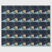 Papier Cadeau Poodle Chien Halloween Camion Effrayant nuit (Plat)